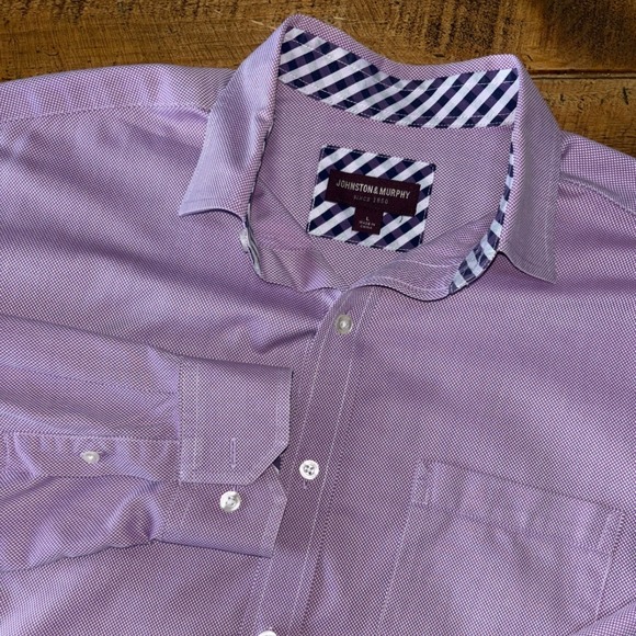 Johnston & Murphy Other - Johnston and Murphy Mens Purple Long Sleeve Button Down Shirt 100% Cotton Size L